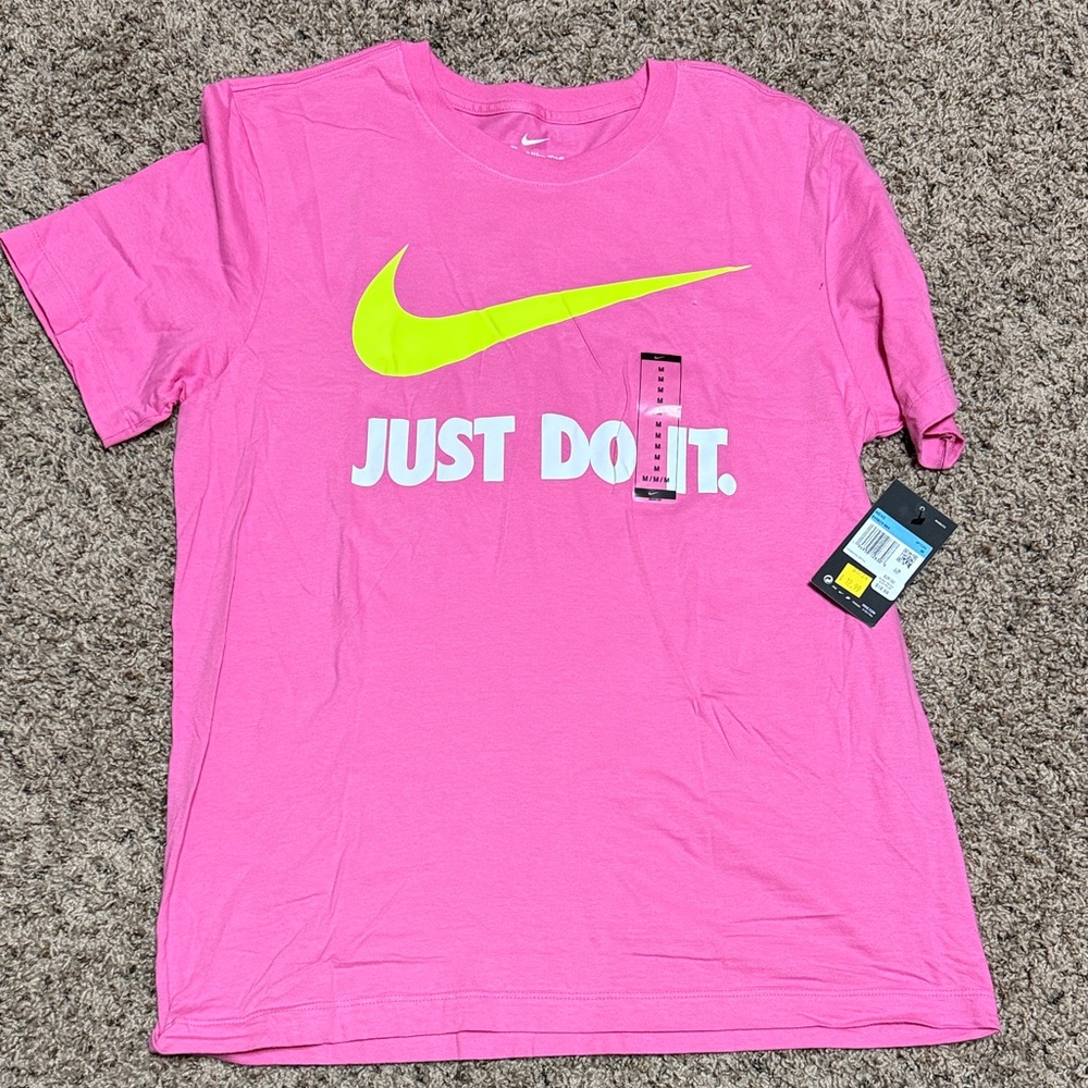 Nike Pink Tee with Yellow Swoosh